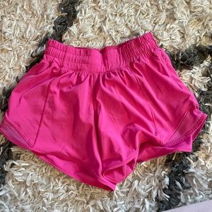 Pink lululemon hotty hot shorts